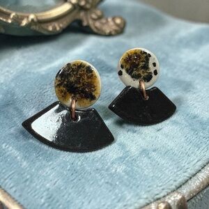 Studio De La Luz Archie’s Black Ceramic Handmade Pierced Earrings